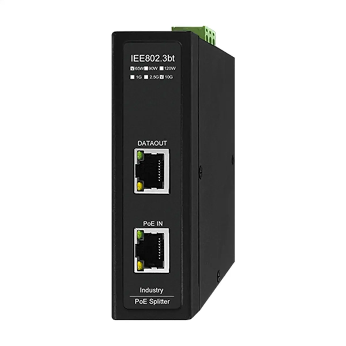 10Gbe Industrial POE Splitter Port Isolation Optional Power Outputs 60W 6KV Surge Protection DC Outputs 24V