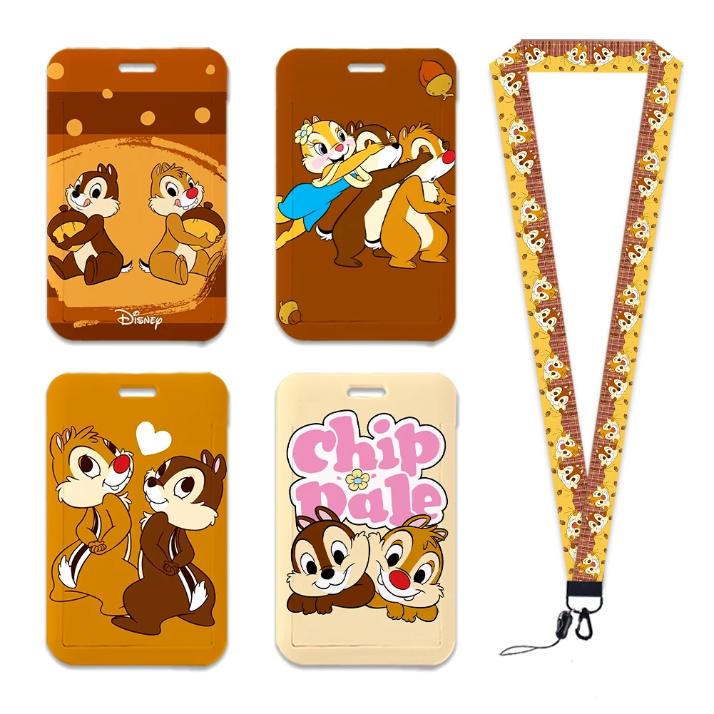 

Disney Chip 'n' Dale Card Holders Lanyards Girls Door Card Case Hanging Rope Badge Holder Neck Strap Business Card Small Gift