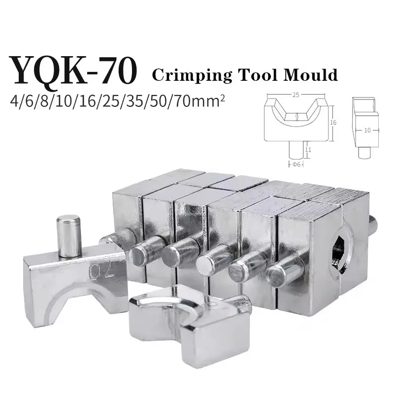 8 Pair Manual Hydraulic Electric Cable Wire Terminal Crimping Tool YQK-70 Die Set 4, 6, 10, 16, 25, 35, 50, 70mm2