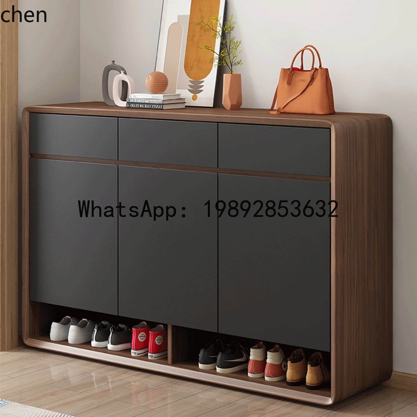 X7  Solid Wood Shoe Cabinet Entrance Simple Modern Storage Small Household Hallway Entryway Shoe Cabinet