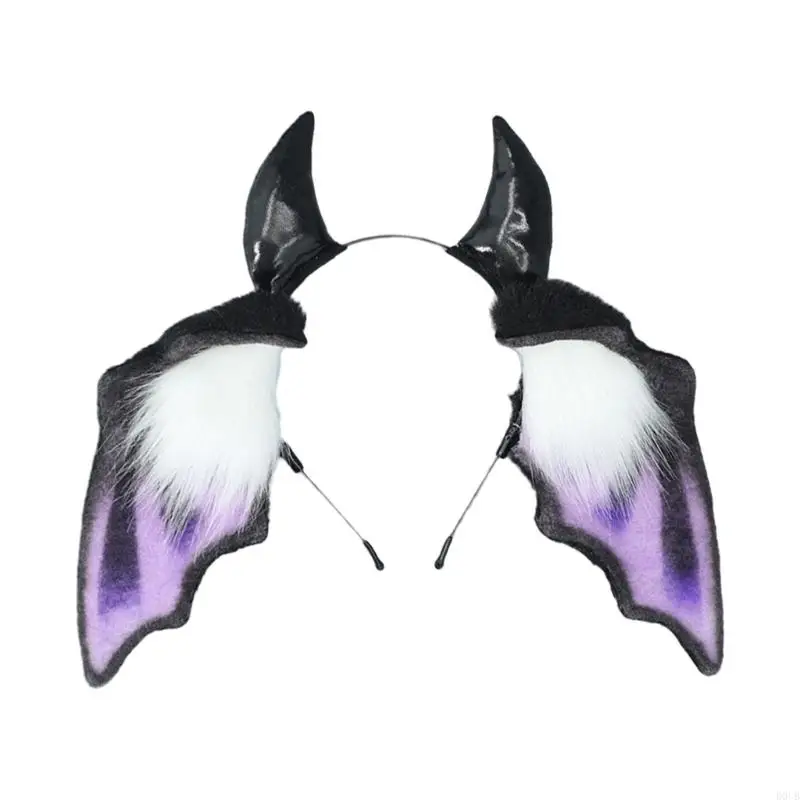 Coiffure chauve-souris anime élégant d0ub casque accrocheur camais surdimensionné pour scène Halloween Cosplay Play