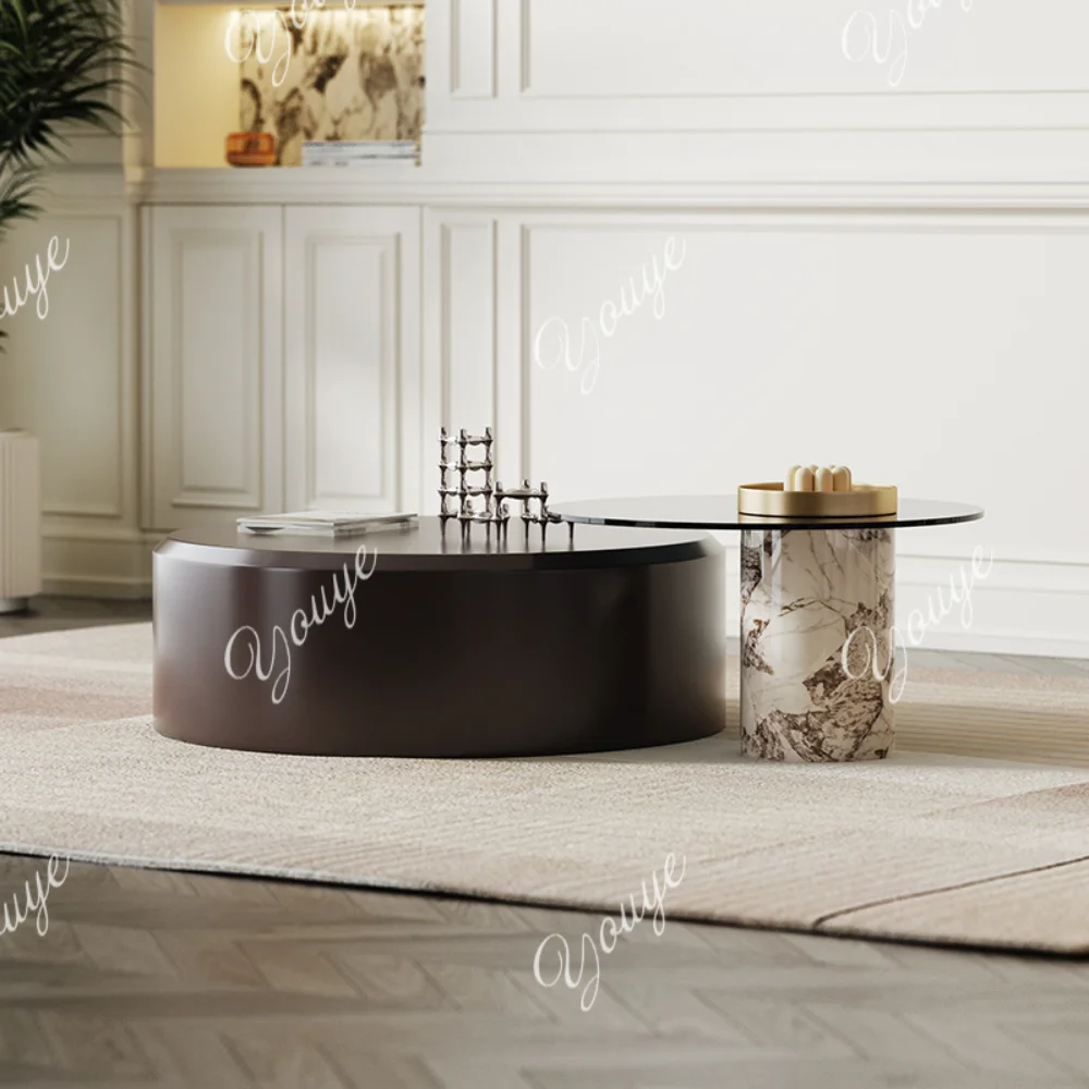 

Italian minimalist coffee table, coffee color, lacquer, light luxury living room, large designer home round combination