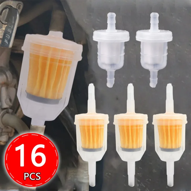 1- 16pcs Gasoline Gas Fuel Gasoline Oil Filter For Car Motorcycle Large Small Inline Gas Petrol Fuel Filters