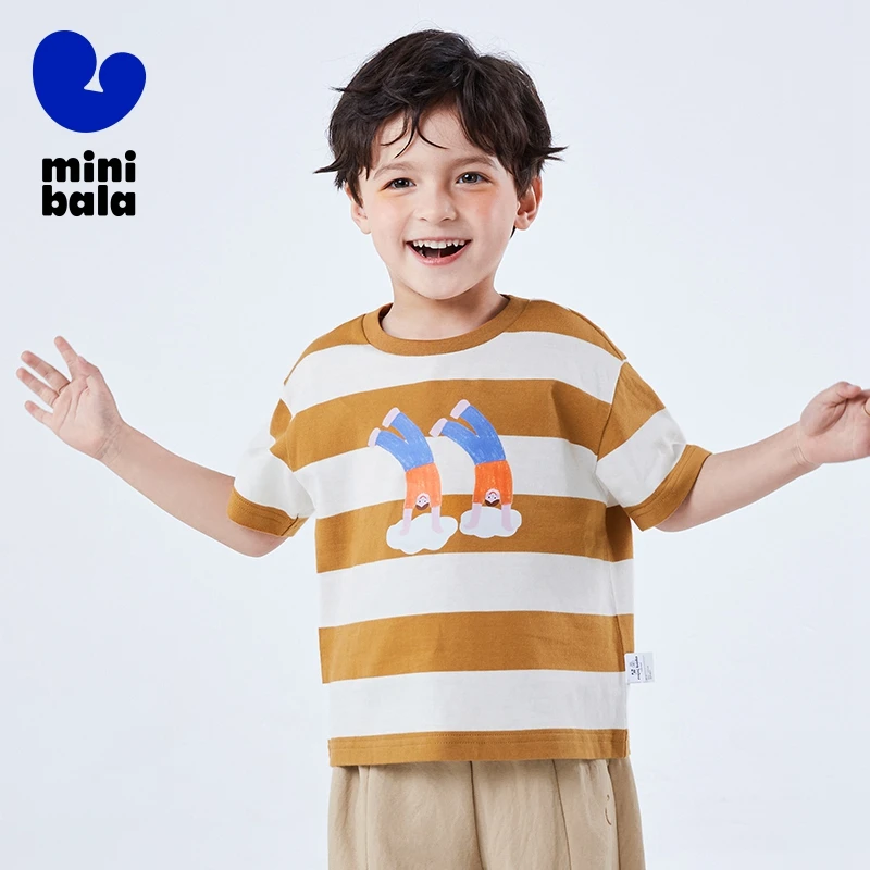 Mini Bala Short Sleeve T-Shirt Unisex Children Short Sleeve T-Shirt Summer Pure Cotton Fun Top Children Base Shirt image 2