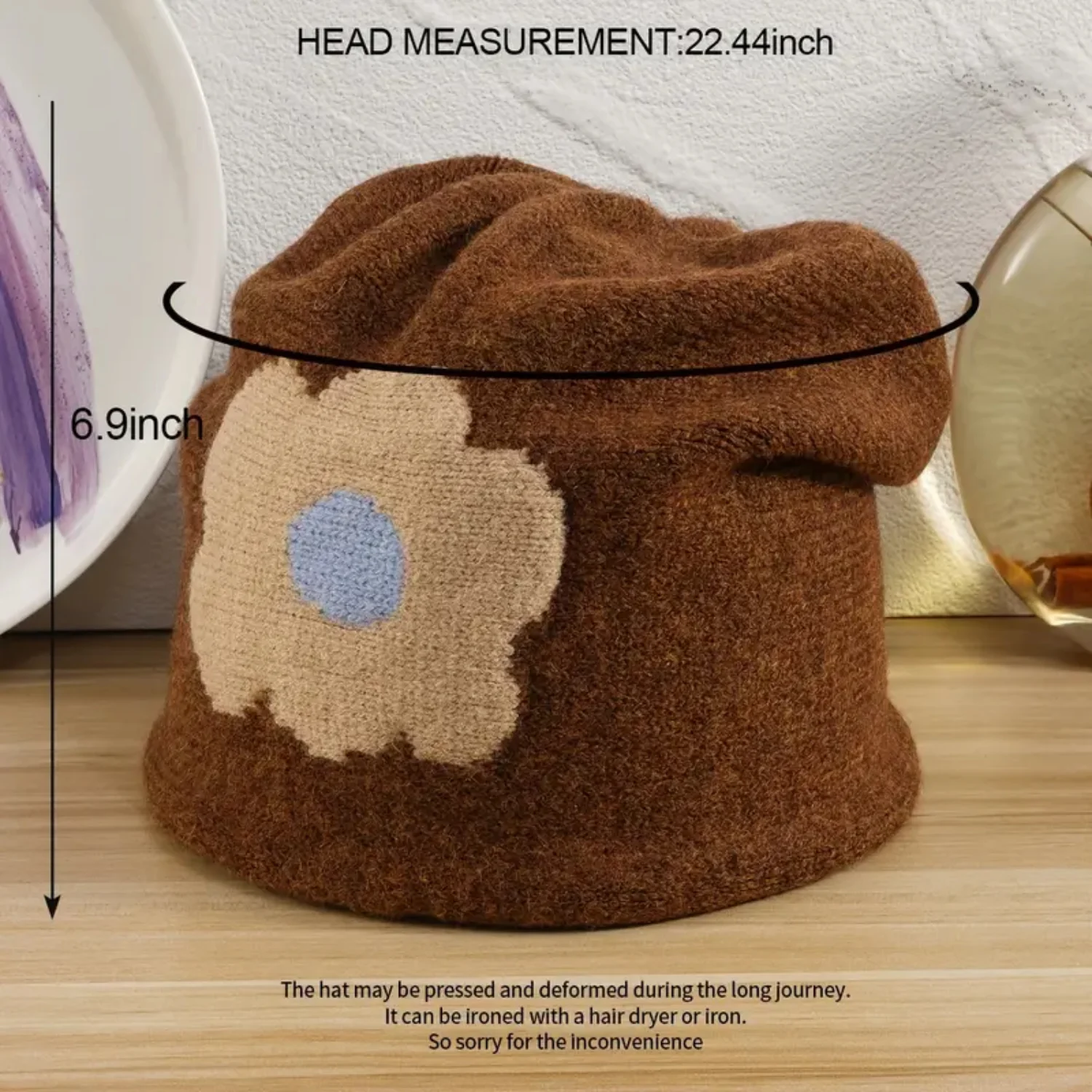 Winter Cute Flowers Bucket Hat Beanie for Women Girls - Outdoor Fashion Casual Style