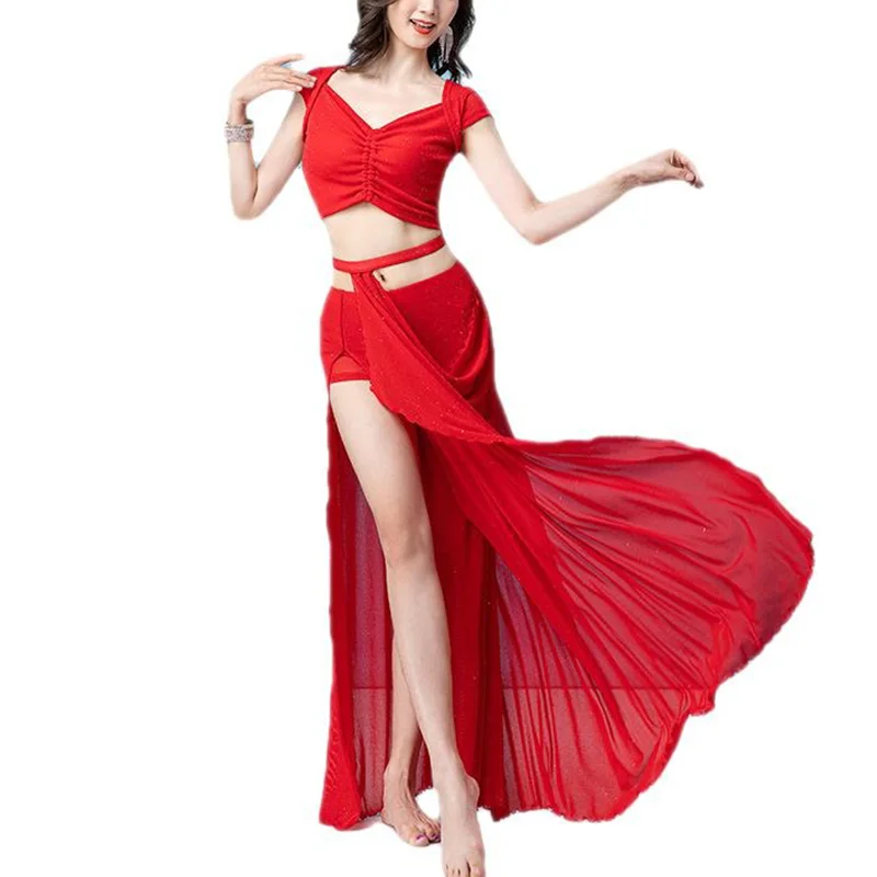 Donne danza del ventre orientale Top gonna divisa Set adulto elegante pratica vestiti vestito danza del ventre StagePerformance Dancewear Outfit