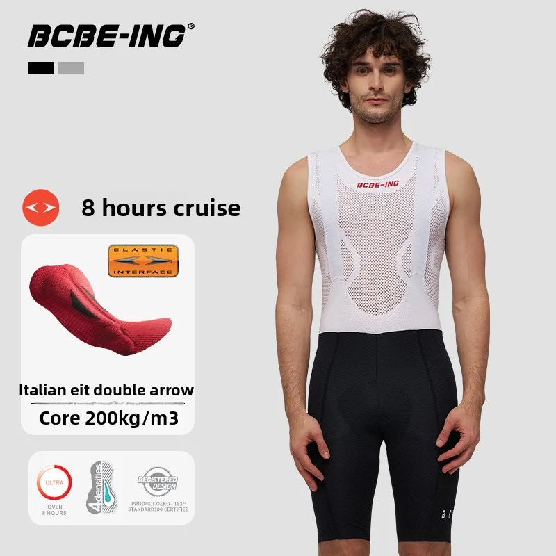 BCBE-ING New Men Cycling Bib Shorts Top Quality Elastic Interface 200kg/m³ Density Pad Lightweight Quick Dry Cycling Bib Shorts