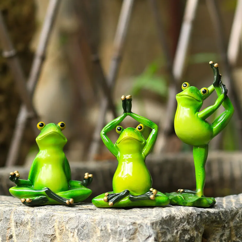 

2pcs Yoga Frogs Resin Crafts Frog shape Statue Outdoor Decor Garden naments L nament Sculpture Yard Art Animal Model Home