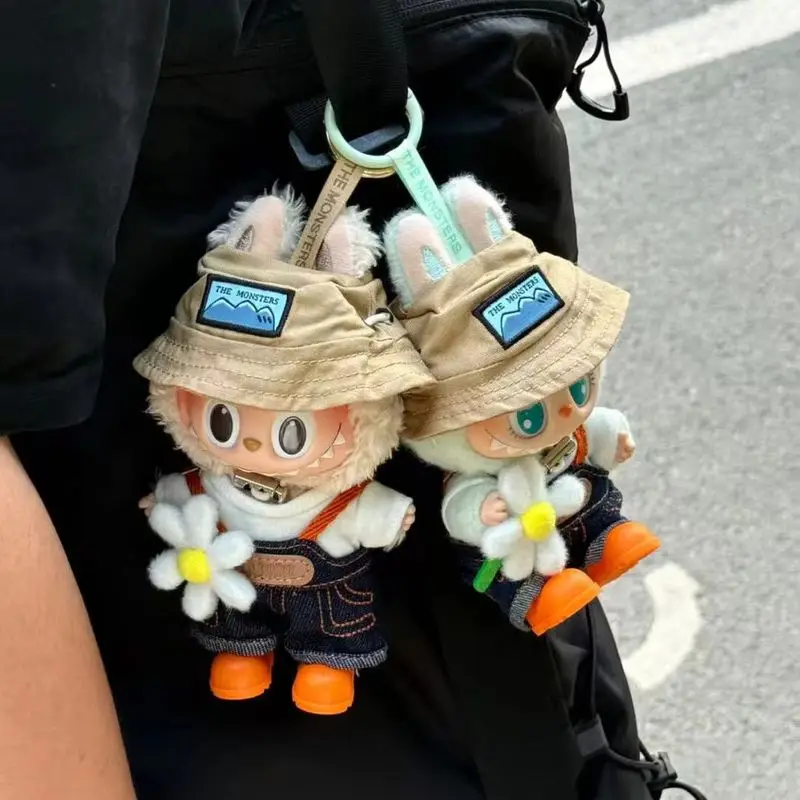 

For 15/17cm Labubu Clothes Spring Wild Baby Clothes Labubu Accessories Diy Doll Set Overalls Hats Pants Shoes Gifts For Kids