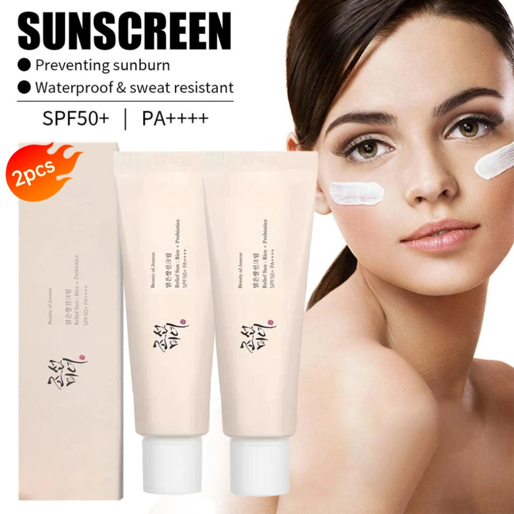 2 قطعة SPF50 + واقية من الشمس الكورية الأرز البروبيوتيك الشمسية مانع كريم تبييض البشرة المضادة للأشعة فوق البنفسجية كتلة الشمس ترطيب غسول الشمس