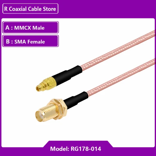 Imagen 2 del producto 1 unidad SMA hembra a MMCX hembra conector de ángulo recto adaptador Coaxial RF con Cable Pigtail RG178 para módulo WIFI/GSM/3G/GPS/4G