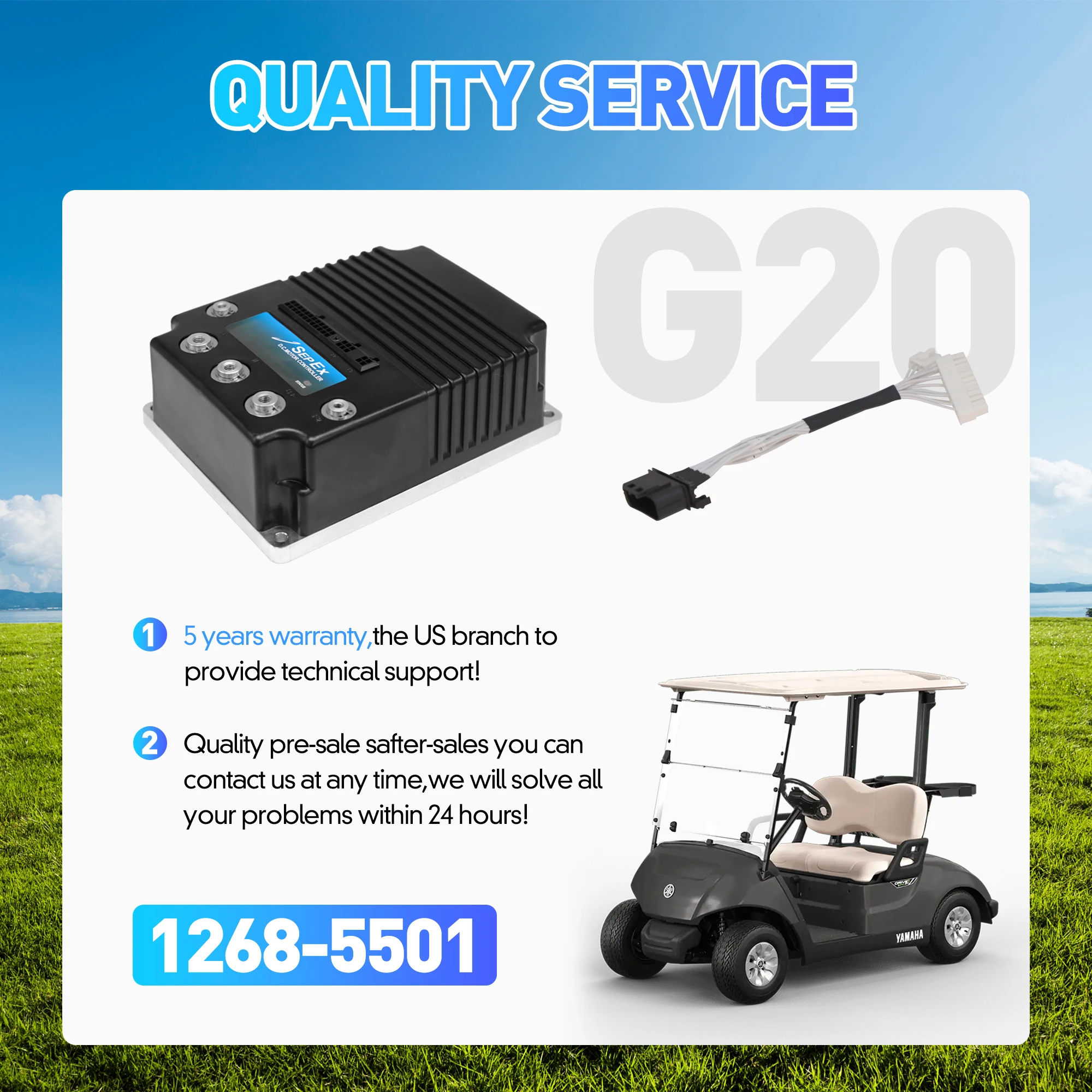 

Replace for JW2-H6510-00,JW2-H6510-01,JW2-H6510-20,JW2-H6510-21 48V 500A DC Motor Controller for Curtis 1268 to Yamaha Moric G29