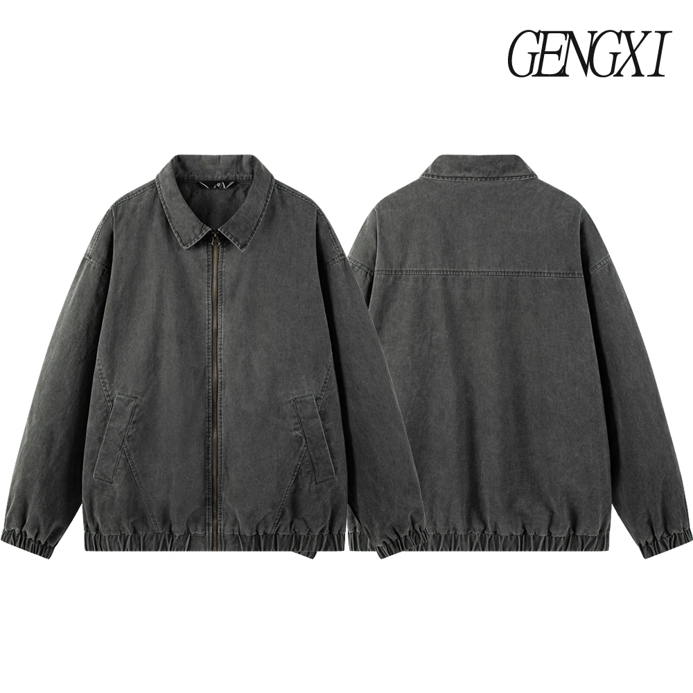 سترة ديترويت للرجال من قماش الدنيم على الطراز الأمريكي العتيق، سترة مريحة من القطن بياقة مقاومة للرياح ودافئة