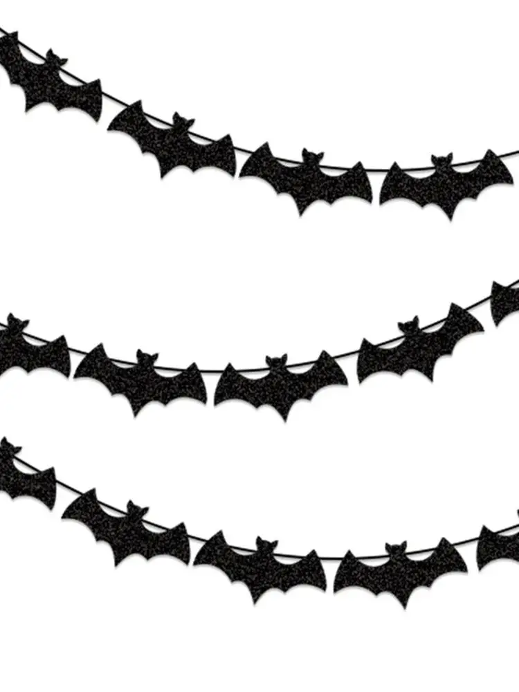 Runtowo 1 zestaw Papierowy Baner Nietoperz, Halloweenowa Wisząca Girlanda, Dekoracje na Imprezę z Flagą Happy Halloween — 2