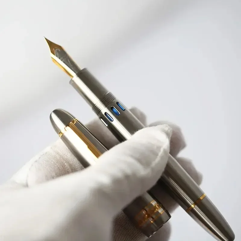 Neue Majohn Titan legierung Ti-P136 Kolben Füll federhalter große Größe Gold/Silber Klinge Feder Kalligraphie Stift Luxus Schreib büro Geschenke