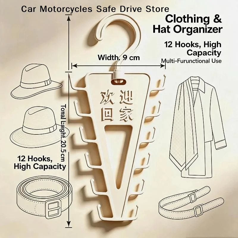 【M】1/2 PCS White V Shaped Over Door Hanger With 12 Hooks 360 Degree Rotation For Storing Bags Hats Scarves Clothes In Entryway