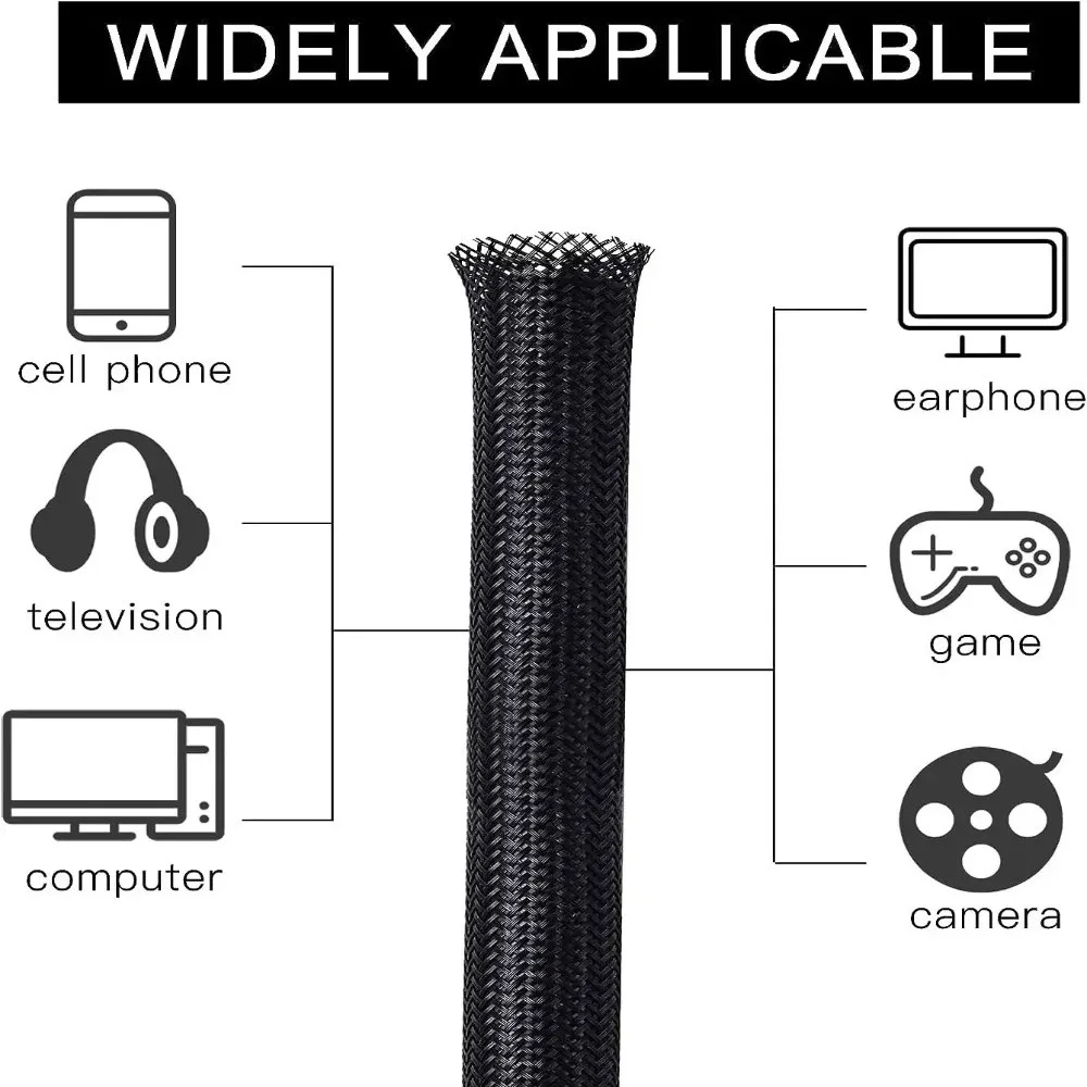 Tube Protector 1M 3 Meters 5M Braided Cable Sleeve PET Nylon Self Closing Wire Protector Cable Wrap Cover For Desk PC TV Wire