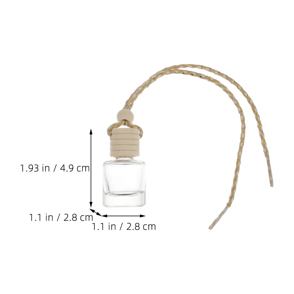 5pcs Clear Glass Car Air Freshener Bottles 8ml Hanging Diffuser Perfume Pendants for Car Home Decor