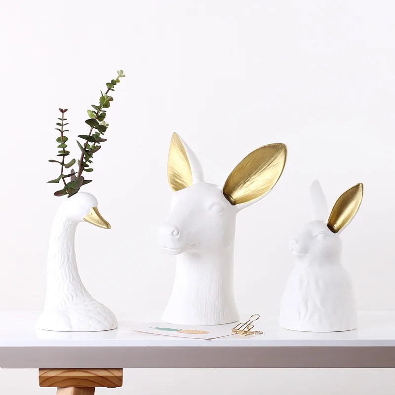 Nordic light luxury flower ware model house entrance TV cabinet Bogu frame soft decoration jewelry ceramic vase ornament wholesa