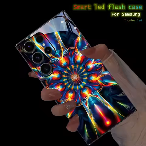 Sparkling Kaleidoscope Colorful Voice Control Luminous Led Phone Case For Samsung S25 S24 S23 S22 Ultra A15 A16 Z fold 5 6 Cover