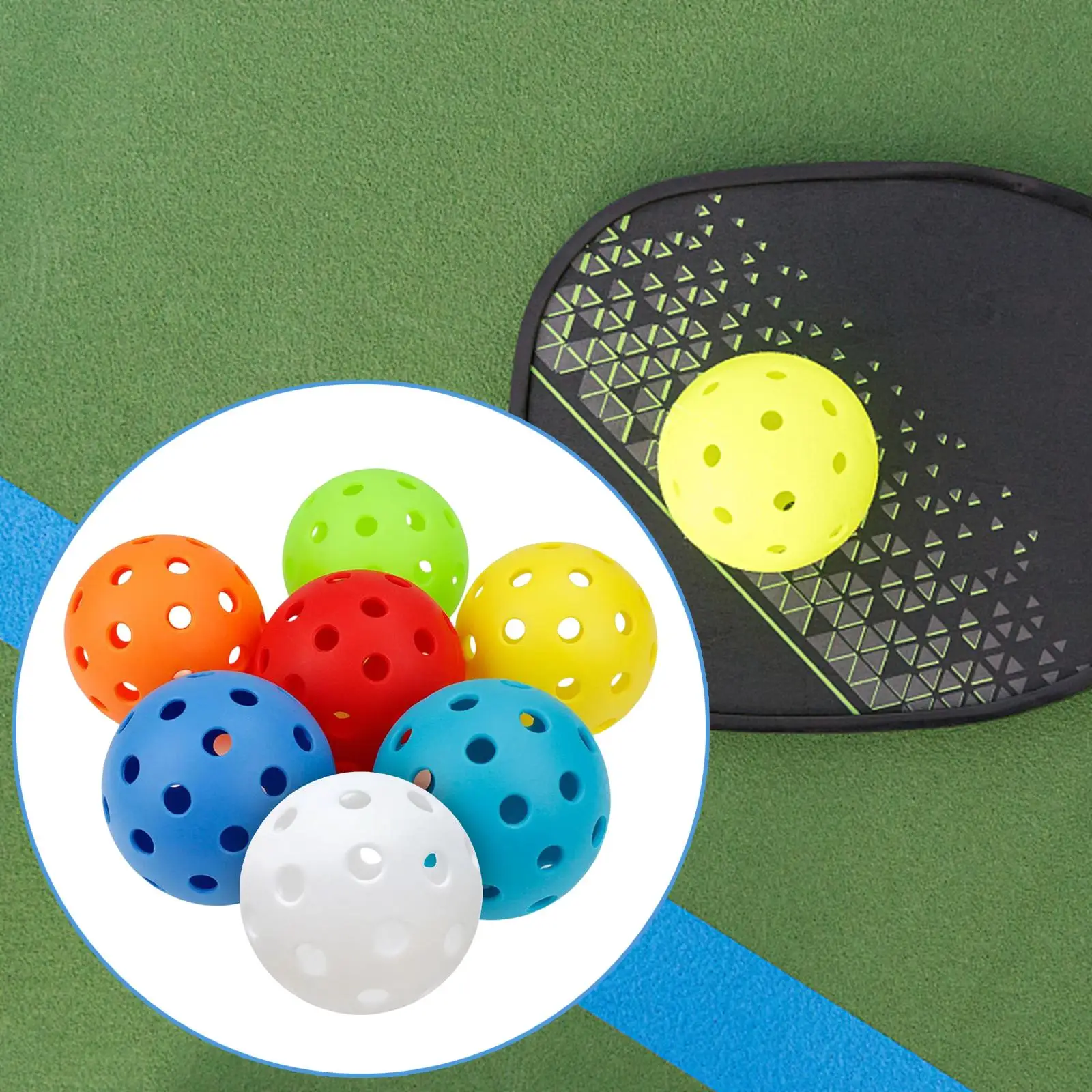 7x Multicolor Pickleball Balls 40 Holes Competition Ball for Tournament Play