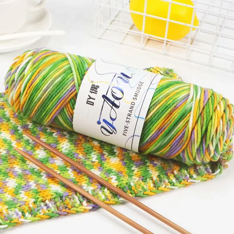 100g/ball Gradient Colored Cotton Yarn Soft Knitted Warm Scarf Sweater DIY Material Crochet Yarn 5-strand Medium Thick Yarn