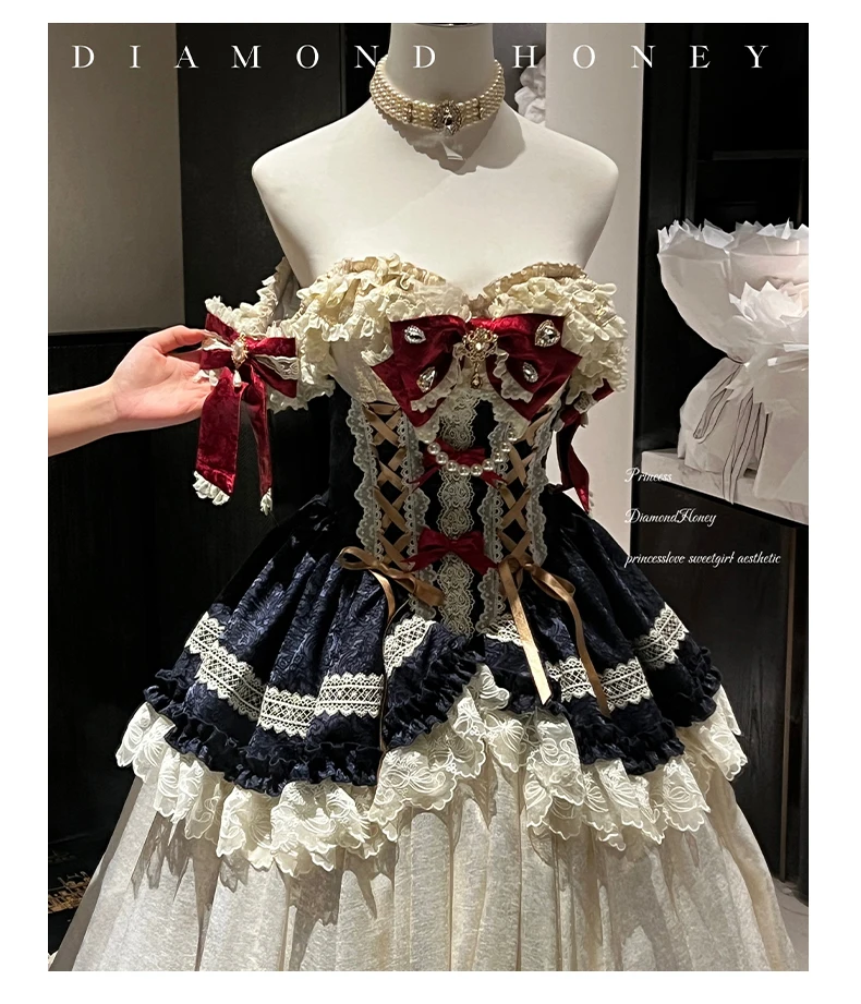 Original Bridal Wedding Maxi Dresses Girl Women's Sweet Bow Skinny Elegant Vintage Heavy Industry Lolita Birthday Party Dresses - Image 2