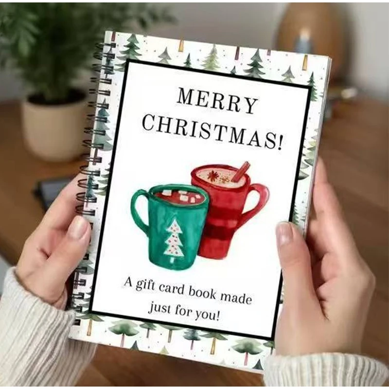 Christmas Tree Santa Claus Notepad Illustration Hard Shell Notebook Portable To-do List Notebook Christmas Gifts For Teenagers