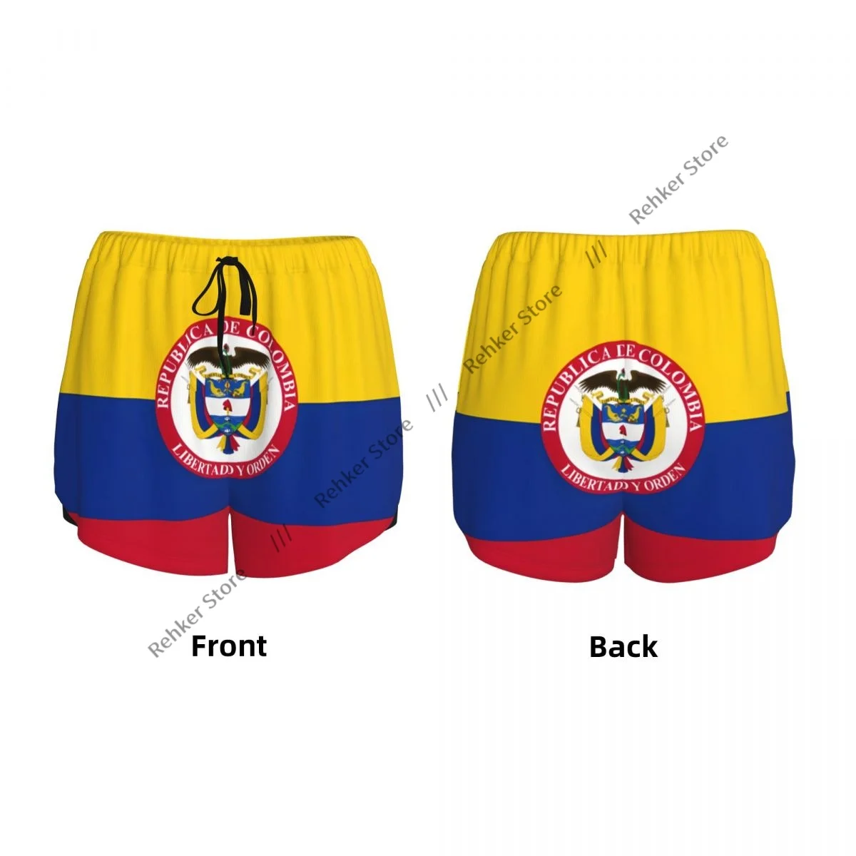 Women's Athletic Shorts Flag Of The President Of Colombia Running Yoga Fitness Quick-Dry Badminton Training With Pocket