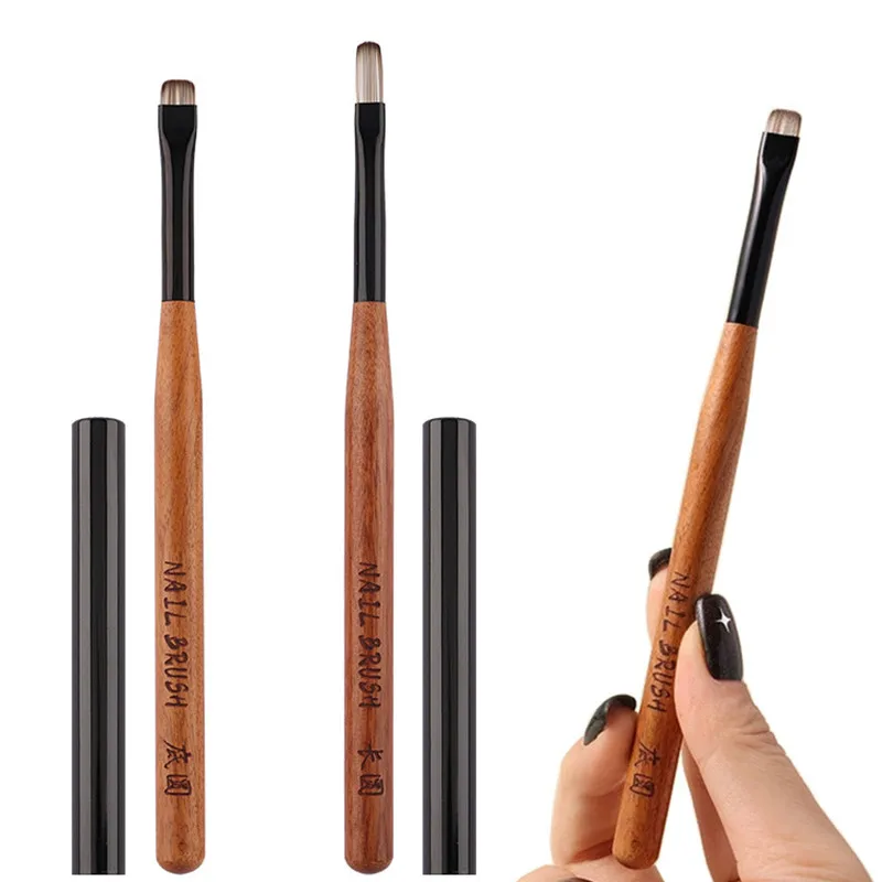 1/2개 세트 샌달우드 젤 페인팅 브러쉬 네일 아트 젤 팁 연장 아크릴 빌더 액세서리 네일 아트 브러쉬