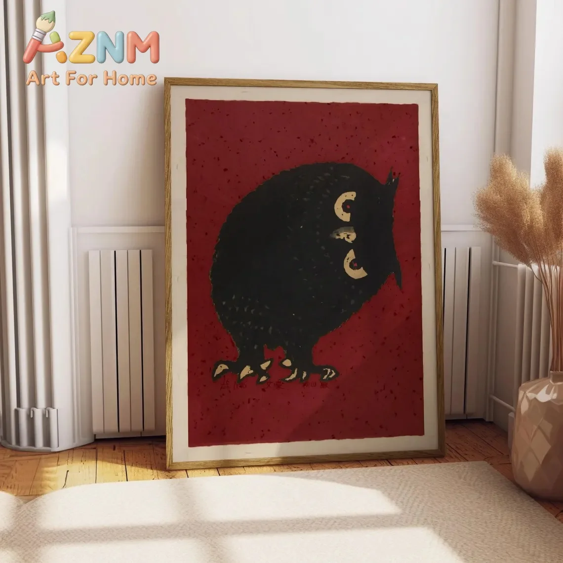 1pc frameless Canvas Painting Vintage Owl Art Retro Japanese Style Drawing Print Japan Edo Poster Moody Bedroom Decor Dark Gothi