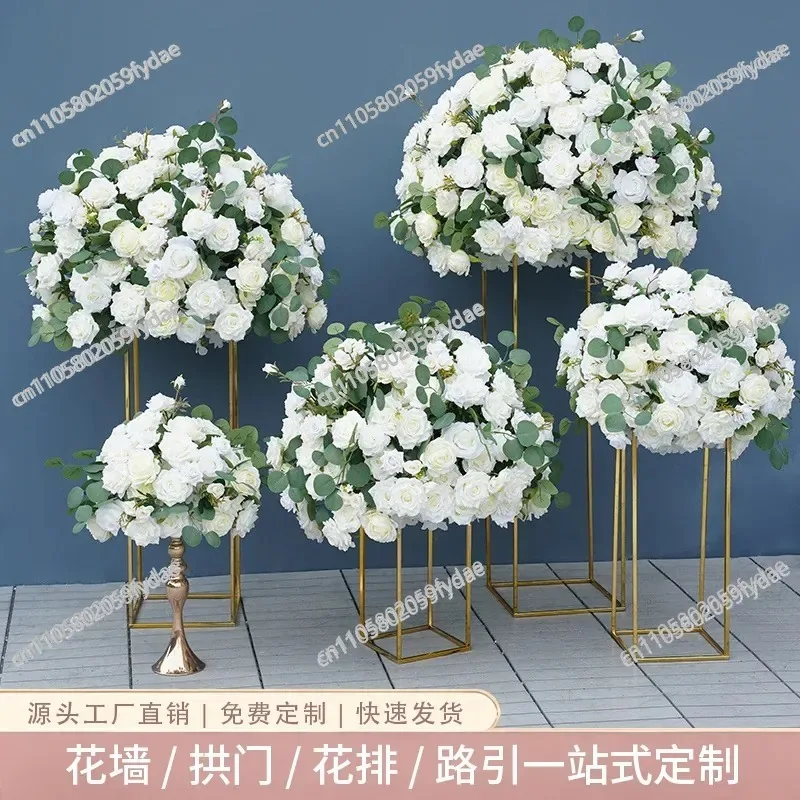 Simulation Rose Ball, Wedding Table Flower Device Candlestick Decoration Simulation Flower Ball