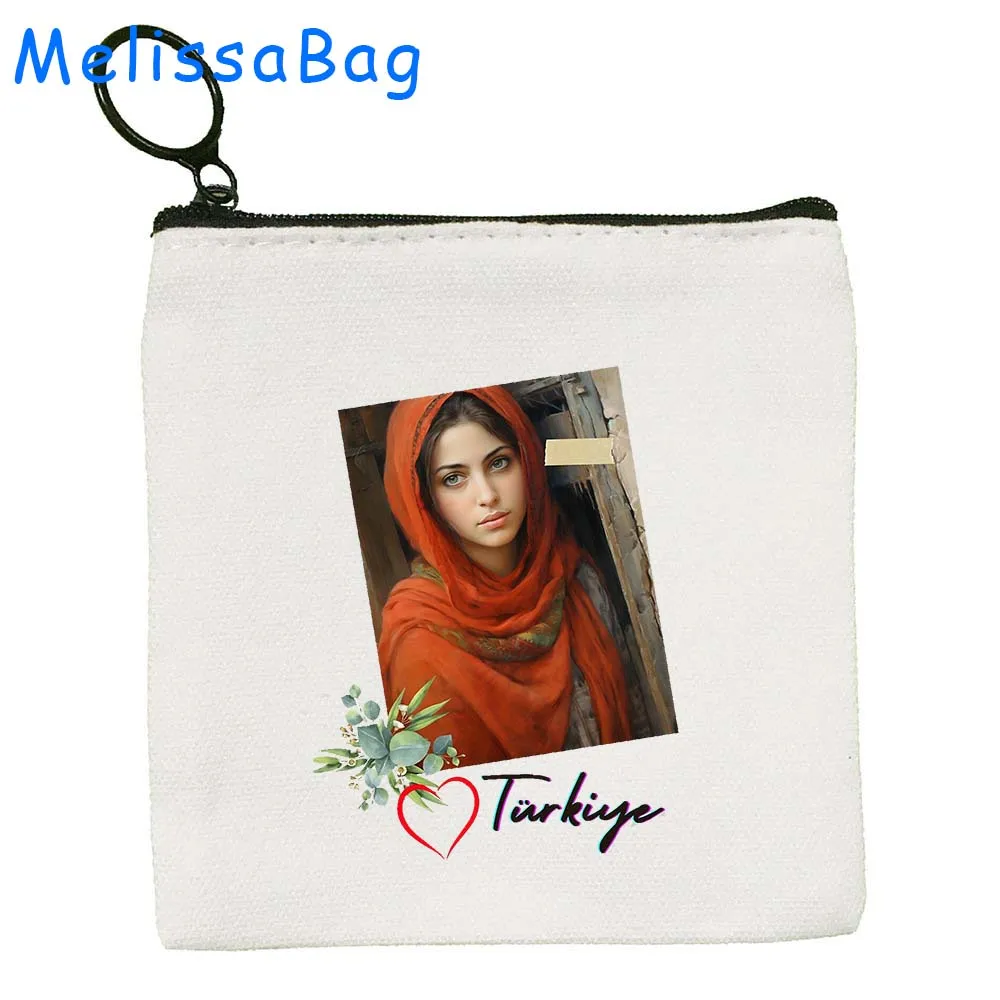 Mosque Pop Art CAPADOCIA Cathedral Istanbul Turkey Turkish Souvenir Gifts Canvas Bag Coin Purse Key Case Bag Wallet Zipper Pouch