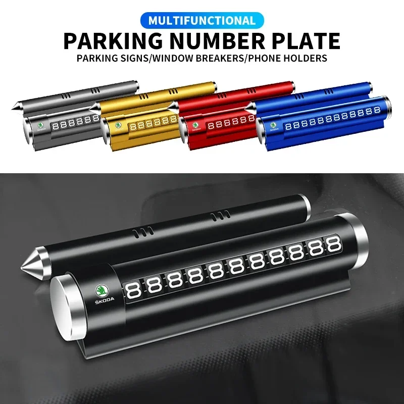 

Car Temporary Parking Card Phone Number Card Plate For Skoda Octavia MK2 MK1 2 3 A5 A7 A8 Fabia Karoq Superb Rapid Kamiq Scala