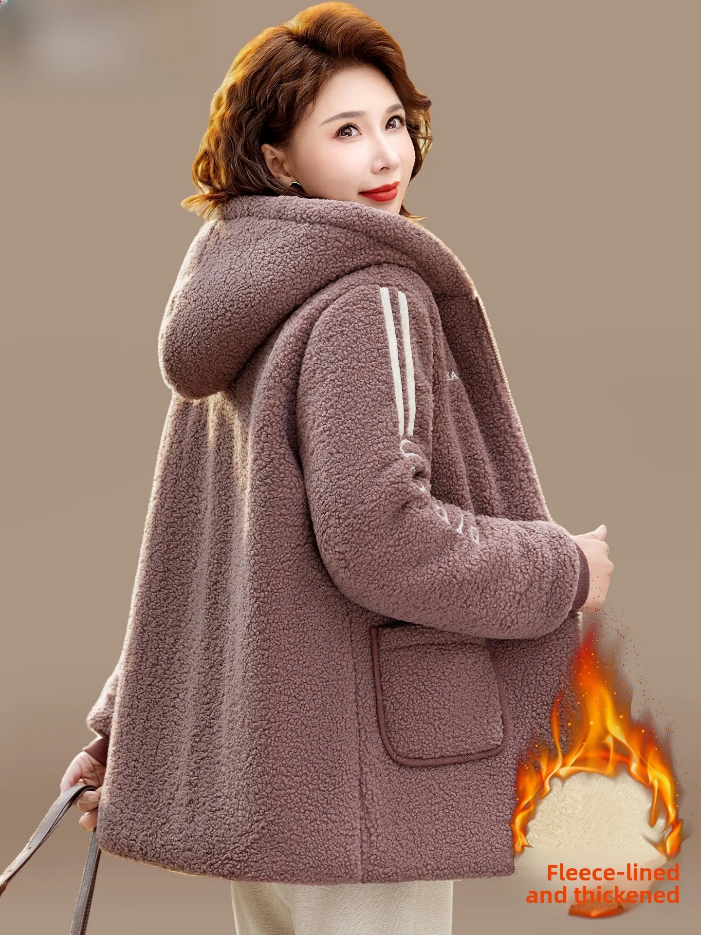 

Женское утепленное пальто из овечьего флиса с подкладкой, зимняя модная верхняя одежда, длинный рукав, новинка 2025 года, для женщин среднего и старшего возраста, осень-зима