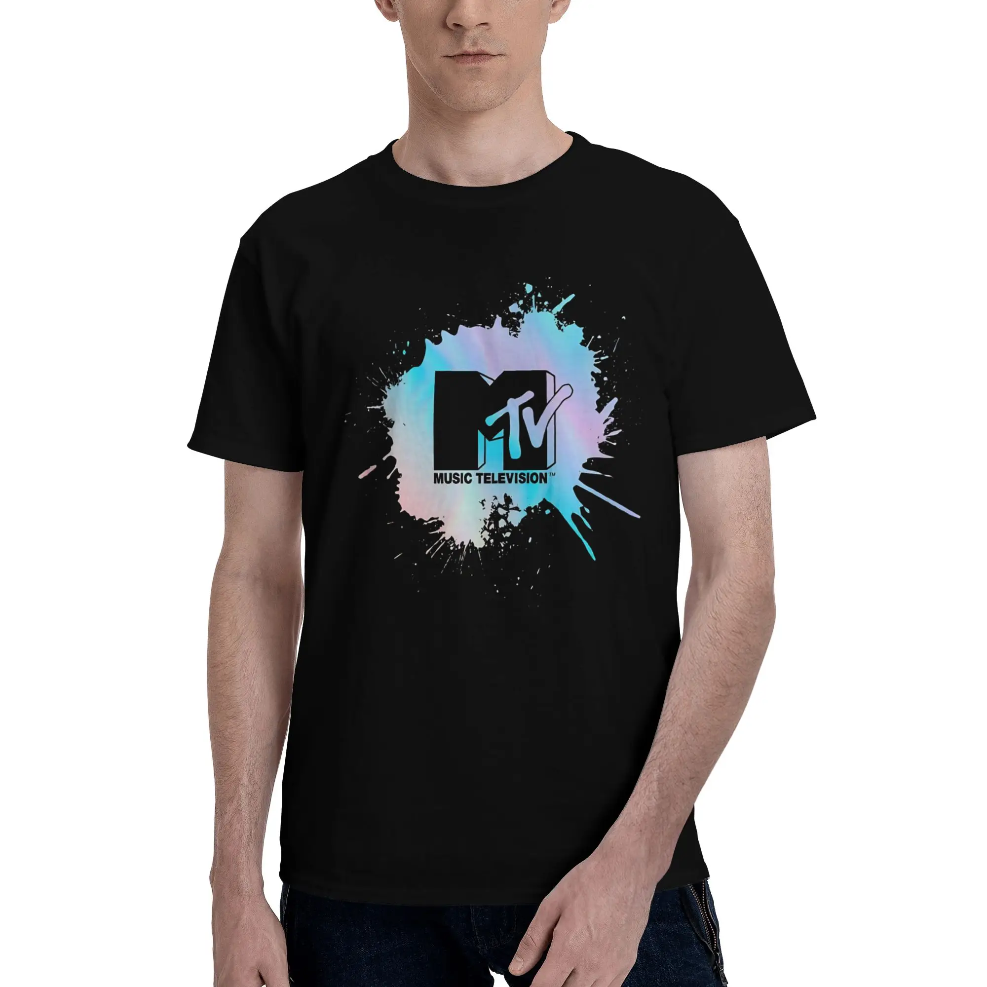 Vintage Oil Slick Paint Splatter  Funny 100% Cotton T-Shirt MTV Tops Tees For Men