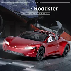 1:24 Tesla Roadster Super Car Alloy Car Model Wheel Steering Sound Light Collectibles Toy Birthday Gift C147