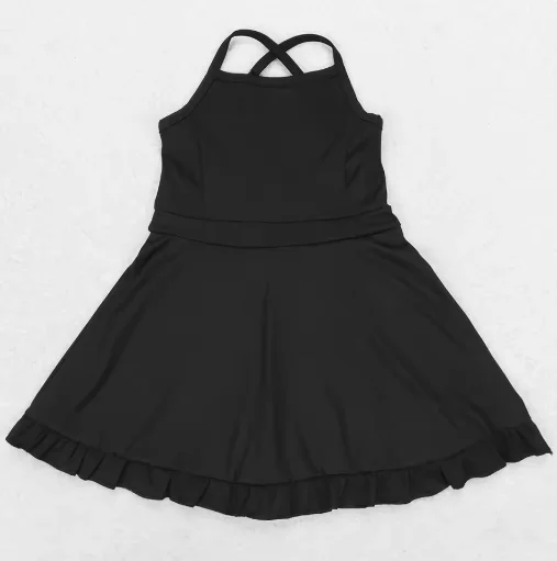 

Black 2-8 years Kids Designer Clothes Girls Active Wear Athletic Dresses Boutique Baby Athletic Dress Yoga Clothing Sports Set