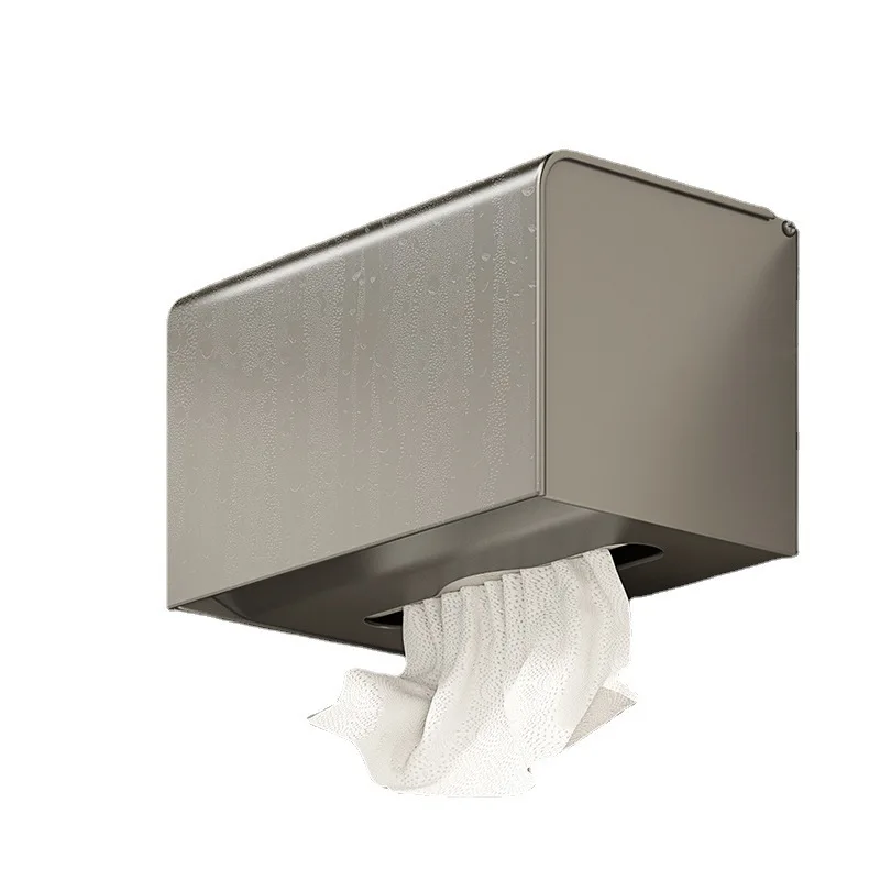 

Wall Mounted SUS304 Stainless Steel Toilet Tissue Box No Drilling Waterproof Dustproof Cat-Proof Paper Roll Dispenser Bathrooms