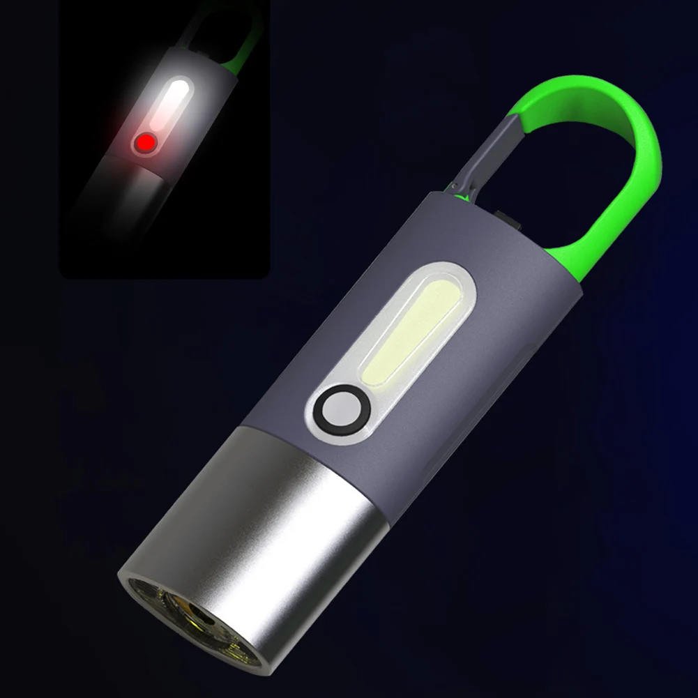 Strong Light Flashlight Multi-Function Outdoor Lighting Tent Hook Desk Lamp USB Charging Mini Flashlight LED Keychain Flashlight