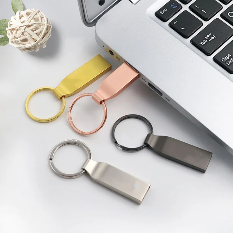 New Free Custom Laser Engraving LOGO Color Metal Ring USB2.0 Flash Drive 2GB 4GB 8GB 16GB 32GB 64GB 128GB Memory Stick