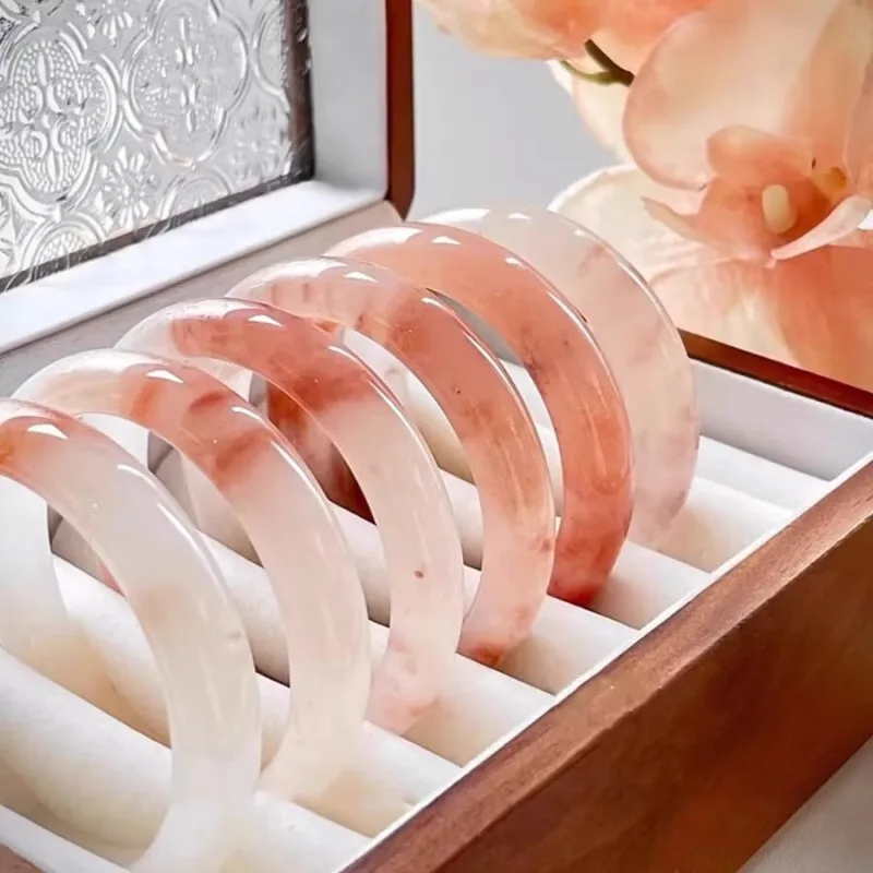 Golden Silk Jade Peach Blossom Brewed Bracelet, Fashionable and Exquisite Versatile Jade Bracelet