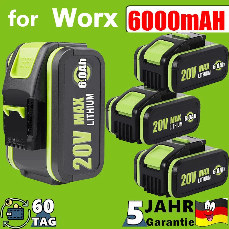 6000mAh per batteria Worx 20V ricaricabile WA3553 WA3551.1 WA3572 WA3556