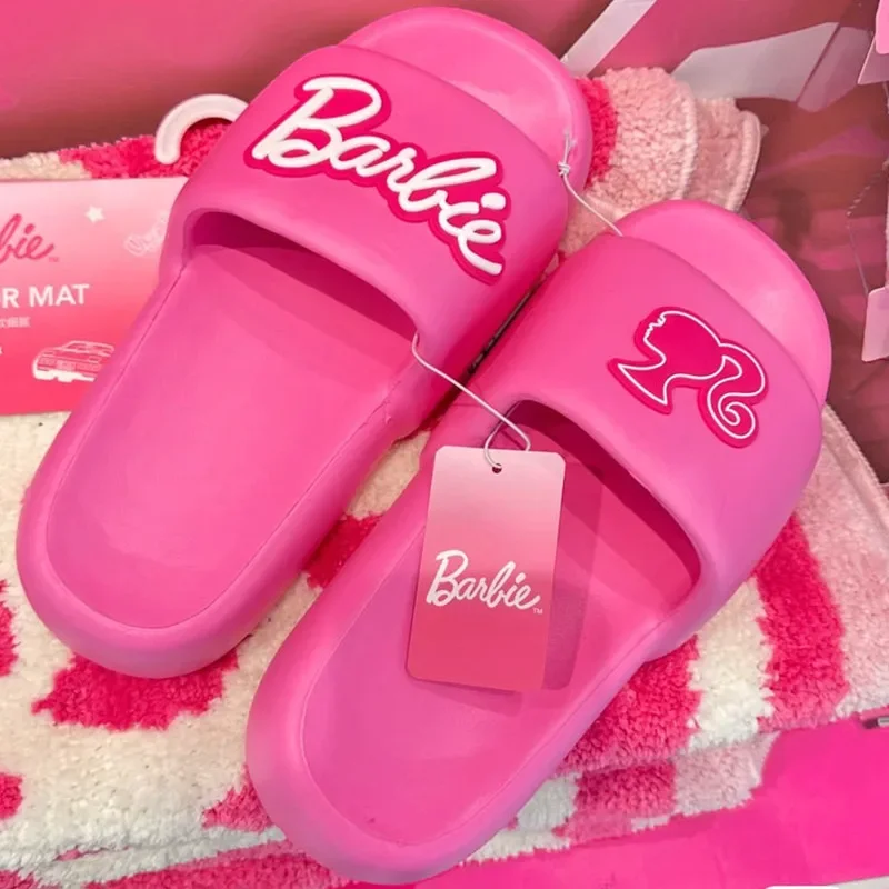 Fashion Women Barbie Series Pink Thick Bottom Bathroom Non-Slip Slipper Summer Cute Women Home Floor Sandals Slippers