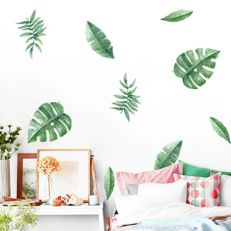 3 Style Fantastic Fresh Tropical Plant Leaf Wall Stickers For Garden Party decoratio Dining Room Playroom Wall Decal Home Decor