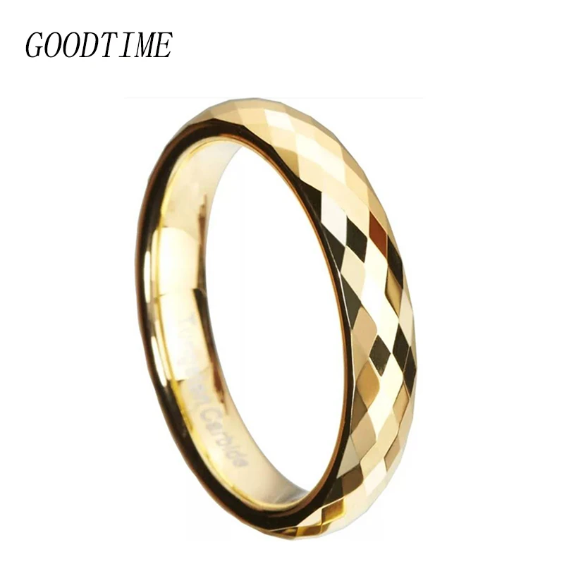 Fashion Tungsten Carbide Rings For Men Women Golden Bands Jewelry Accessoeries Engagement Ring 3mm/4mm