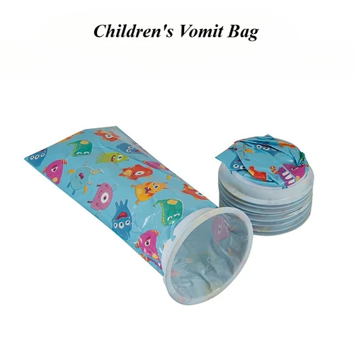 Bolsa de vómito desechable para niños, bolsas para el mareo de dibujos animados montadas en el coche, bolsa portátil para diarrrea, bolsas para orina, 4 unids/set