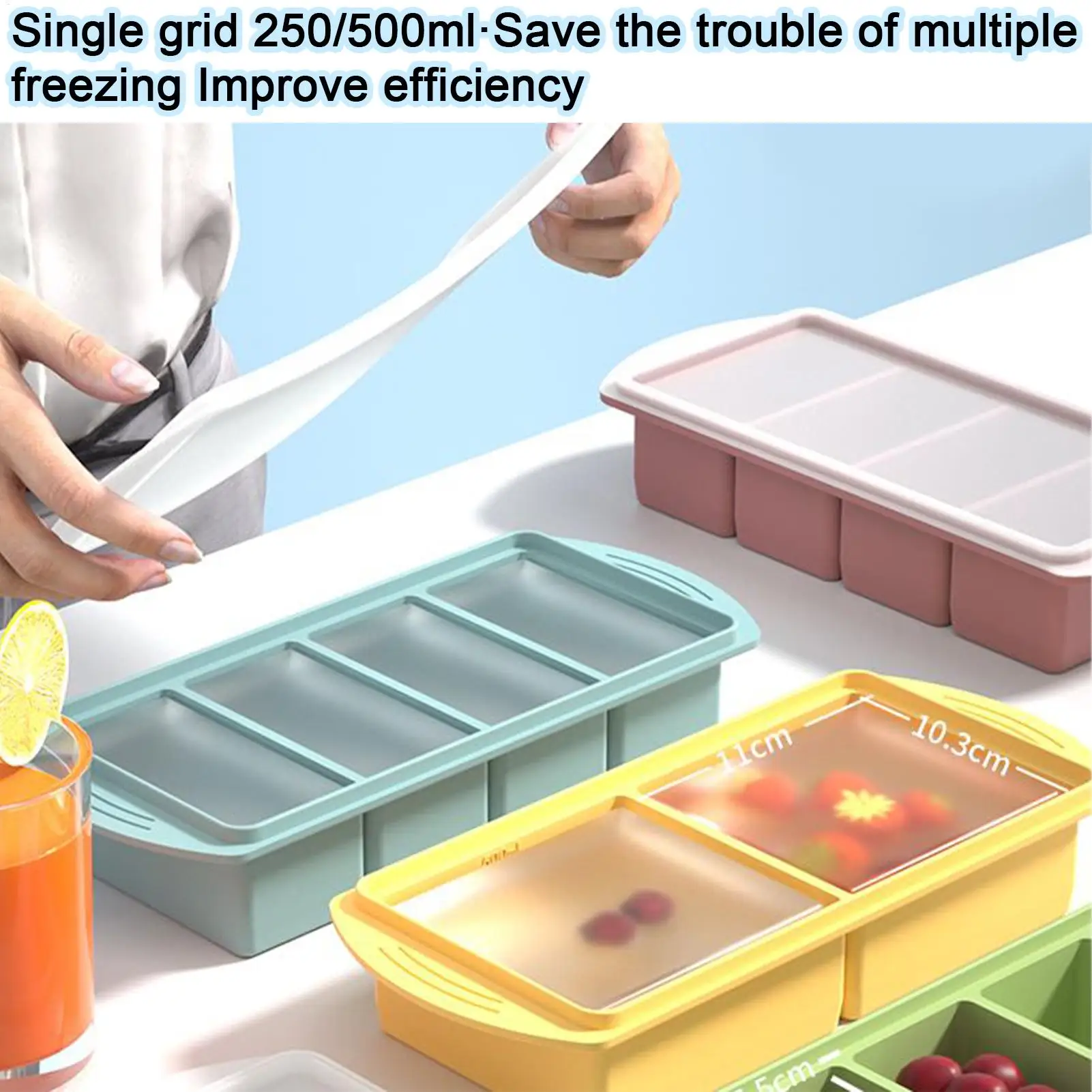 

4 Grids Silicone Ice Cubes Molds Food Storage Box FrozenSoup Reusable Whiskey Ice Cubes Mold Cocktail Freezer Homemade Barware