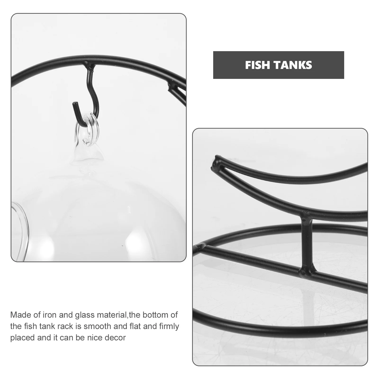 

Glass Goldfish Tank Hanging Desktop Aquarium Iron Stand Multi-Function Decorative Gift Fish Tanks Betta Fish Tank