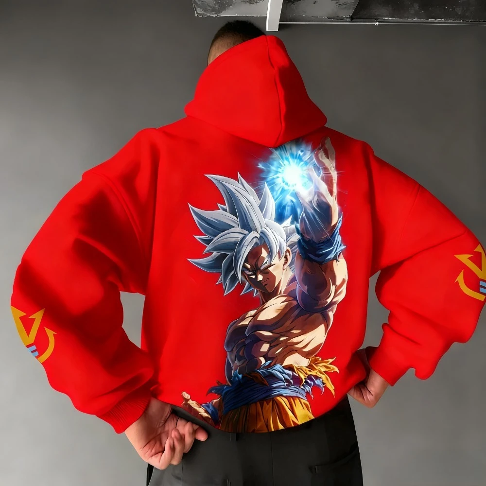 Dragon Ball осень и зима новая толстовка с капюшоном Гоку аниме принт мужской и женский свободный повседневный американский уличный свитер в стиле хип-хоп топ